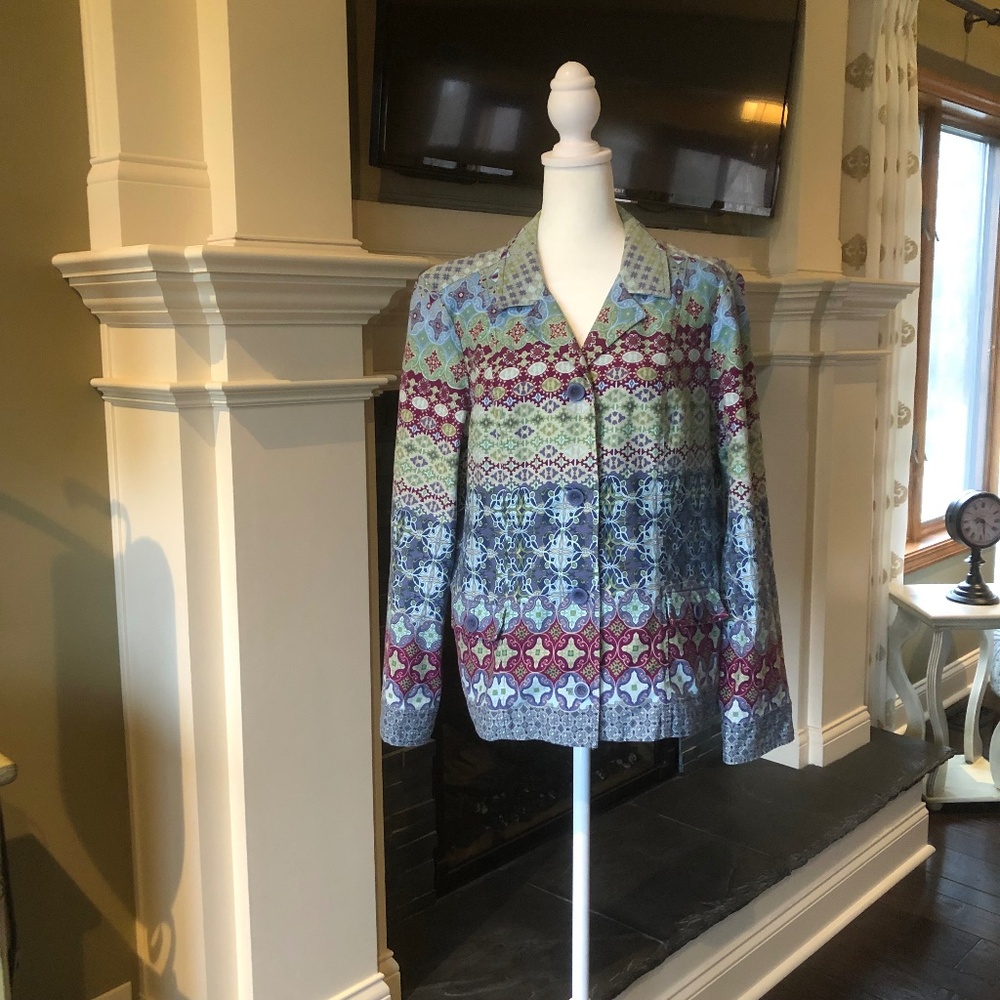 Christopher and Banks Petite XL Button Down Vintage Grannycore Jacket Multicolor